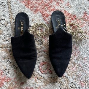 CHANEL Lace-up Mules Cruise 2015 Collection Karl Lagerfeld 37.5